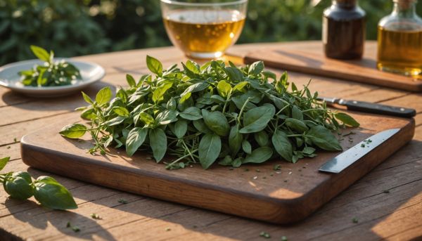 Déguster des herbes aromatiques fraîchement récoltées au jardin